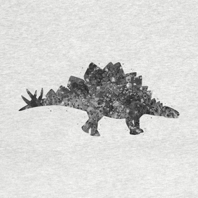 Stegosaurus dinosaur black and white by Yahya Art